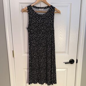LOFT Black and White Floral Midi Dress